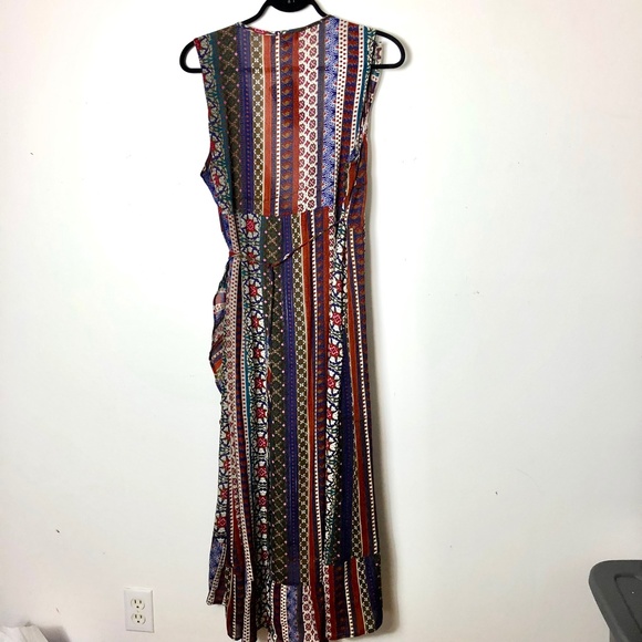 NWT En/Kay by Navleen Print Wrap Dress Large Sleeveless Maxi - Picture 5 of 8